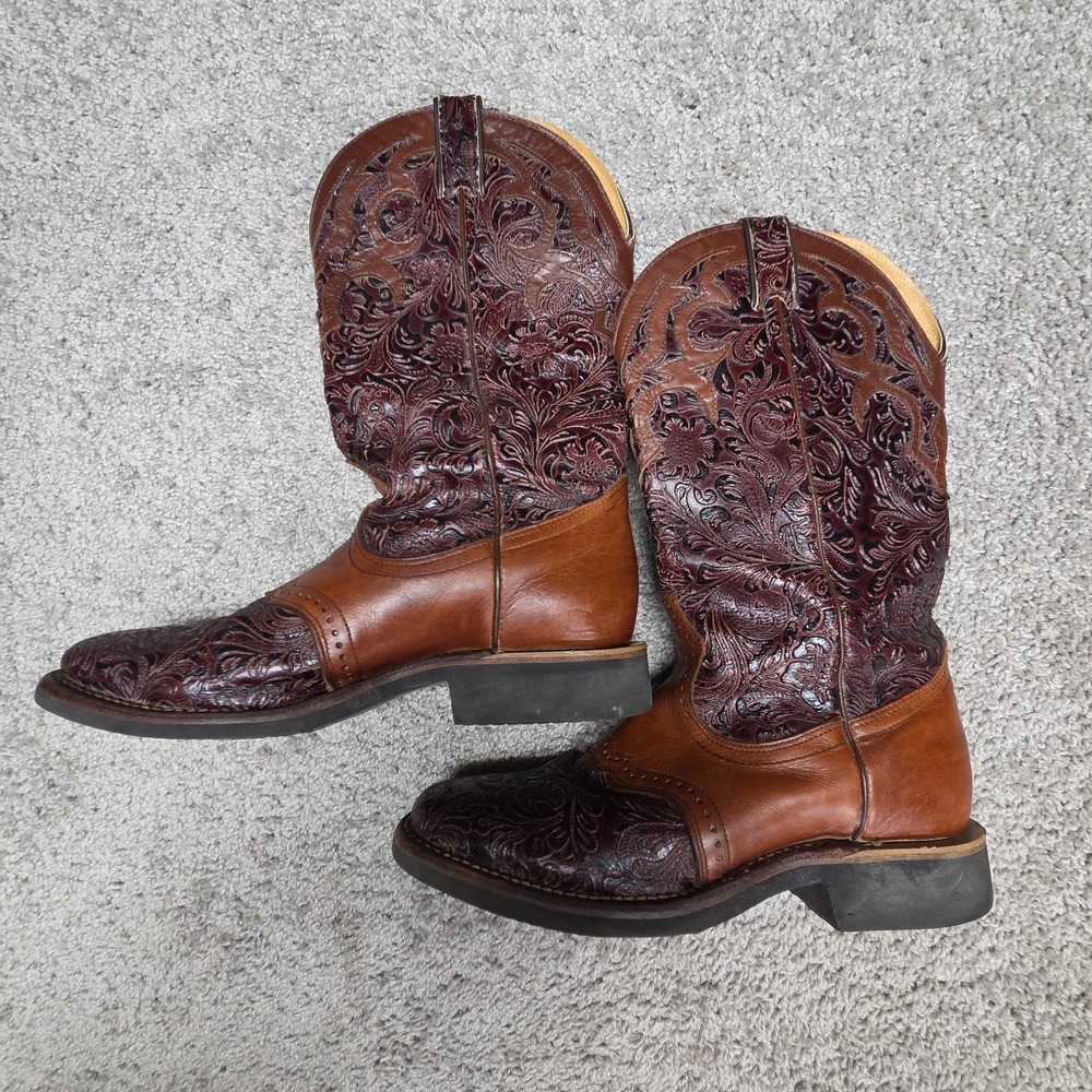 Boulet Cowboy Boots Womens 8.5 Brown Leather Coastal Cowgirl Western Canada - Picture 5 of 12